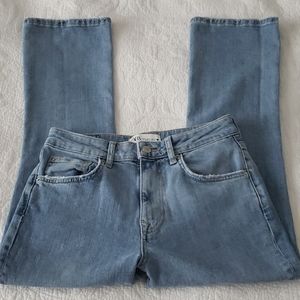 Zara Women High Rise Straight Leg Ankle Jeans